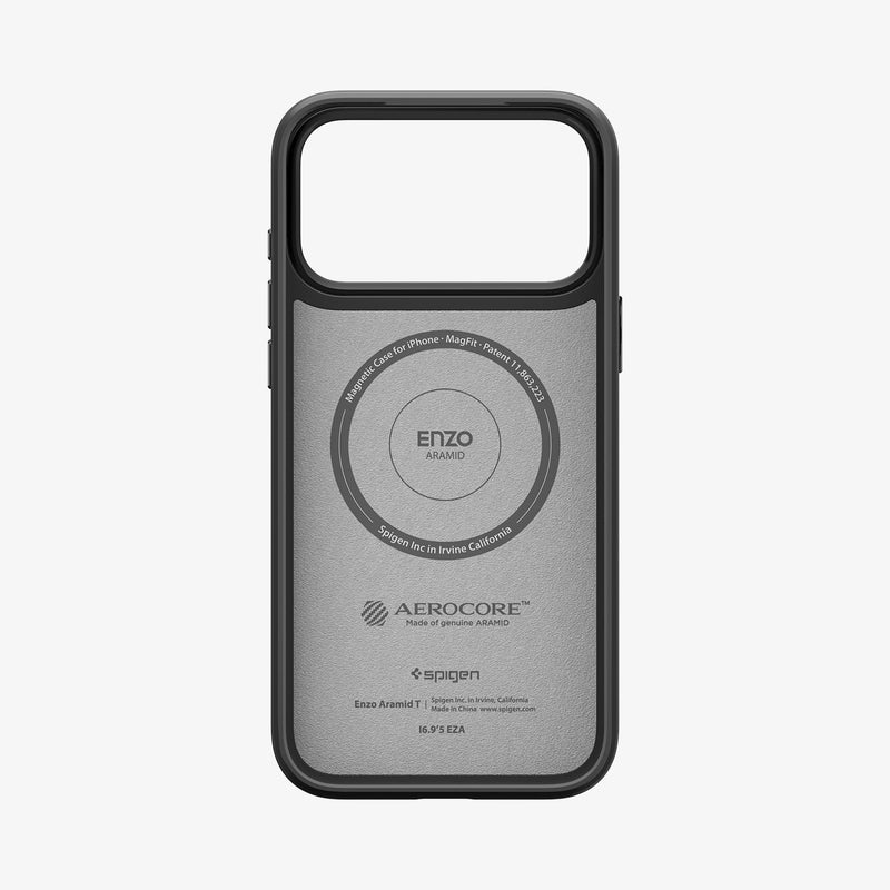  ACS09906 - iPhone 17 Pro Max Case Enzo Aramid T in black showing the inside of case