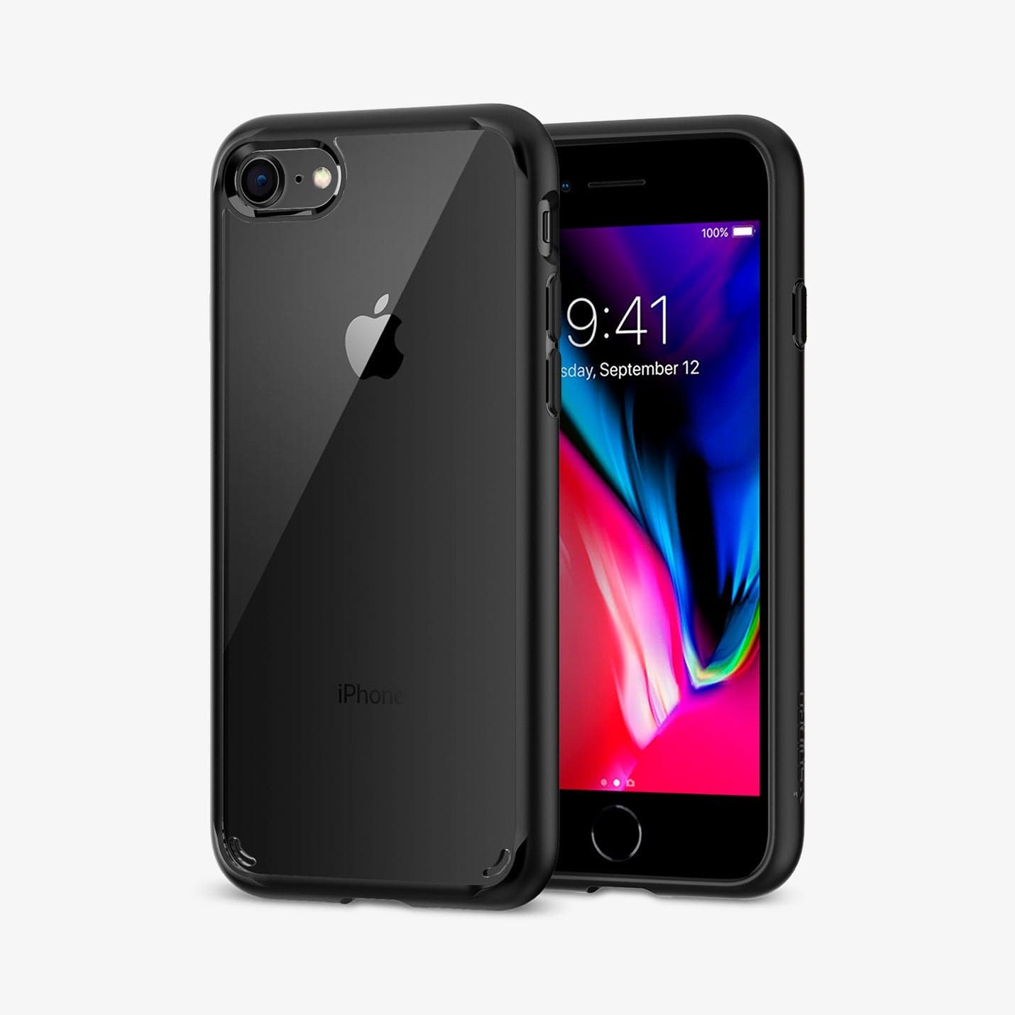 042CS20926 - iPhone 8 Series Ultra Hybrid Case in Black showing the front and back