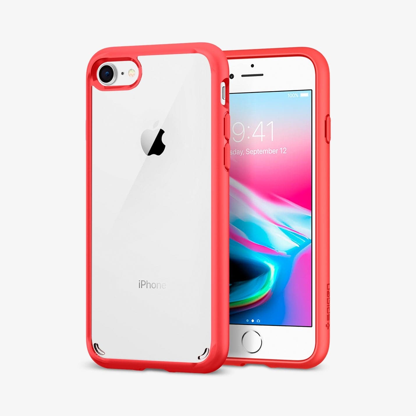 042CS21724 - iPhone 8 Series Ultra Hybrid Case in Red showing the front and back