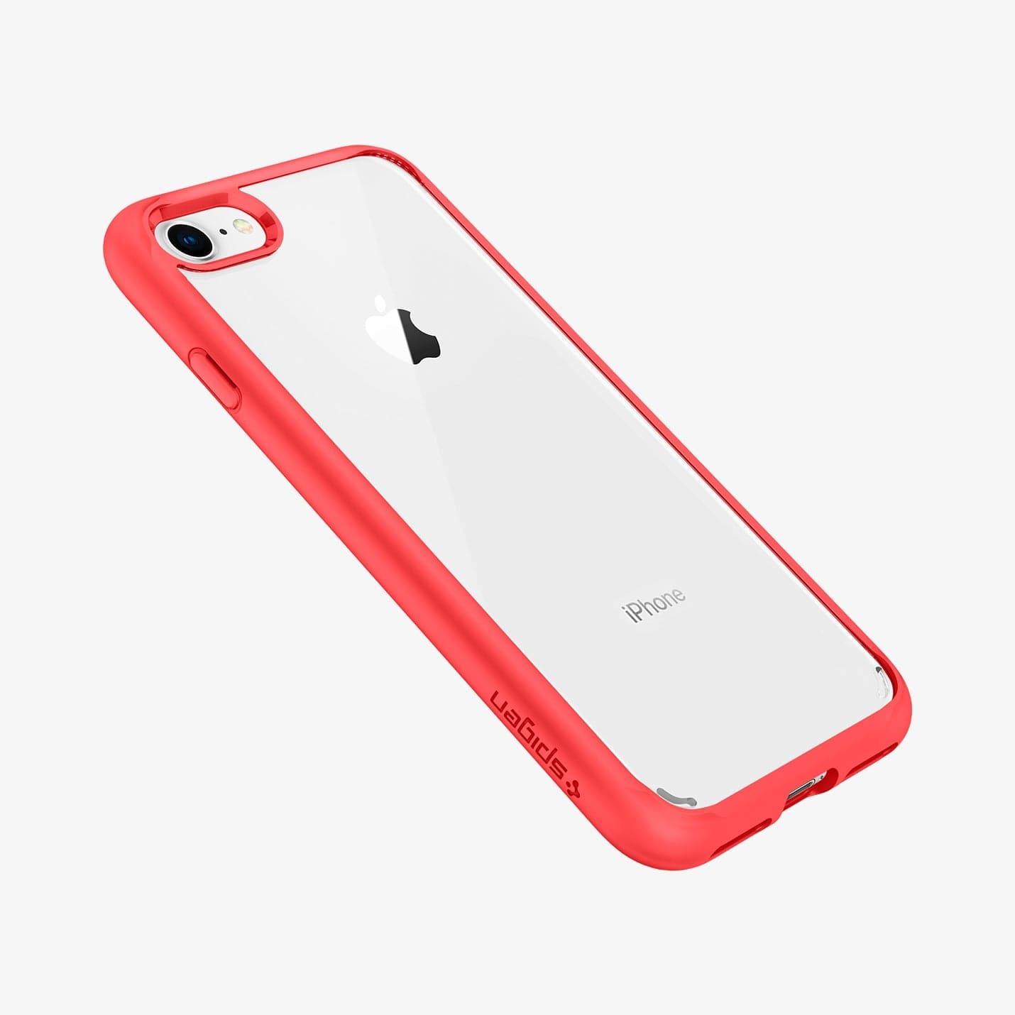 042CS21724 - iPhone 8 Series Ultra Hybrid Case in Red showing the back, partial side