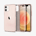 ACS01742 - iPhone 12 Mini Case Liquid Crystal Glitter in rose quartz showing the back, inside and front