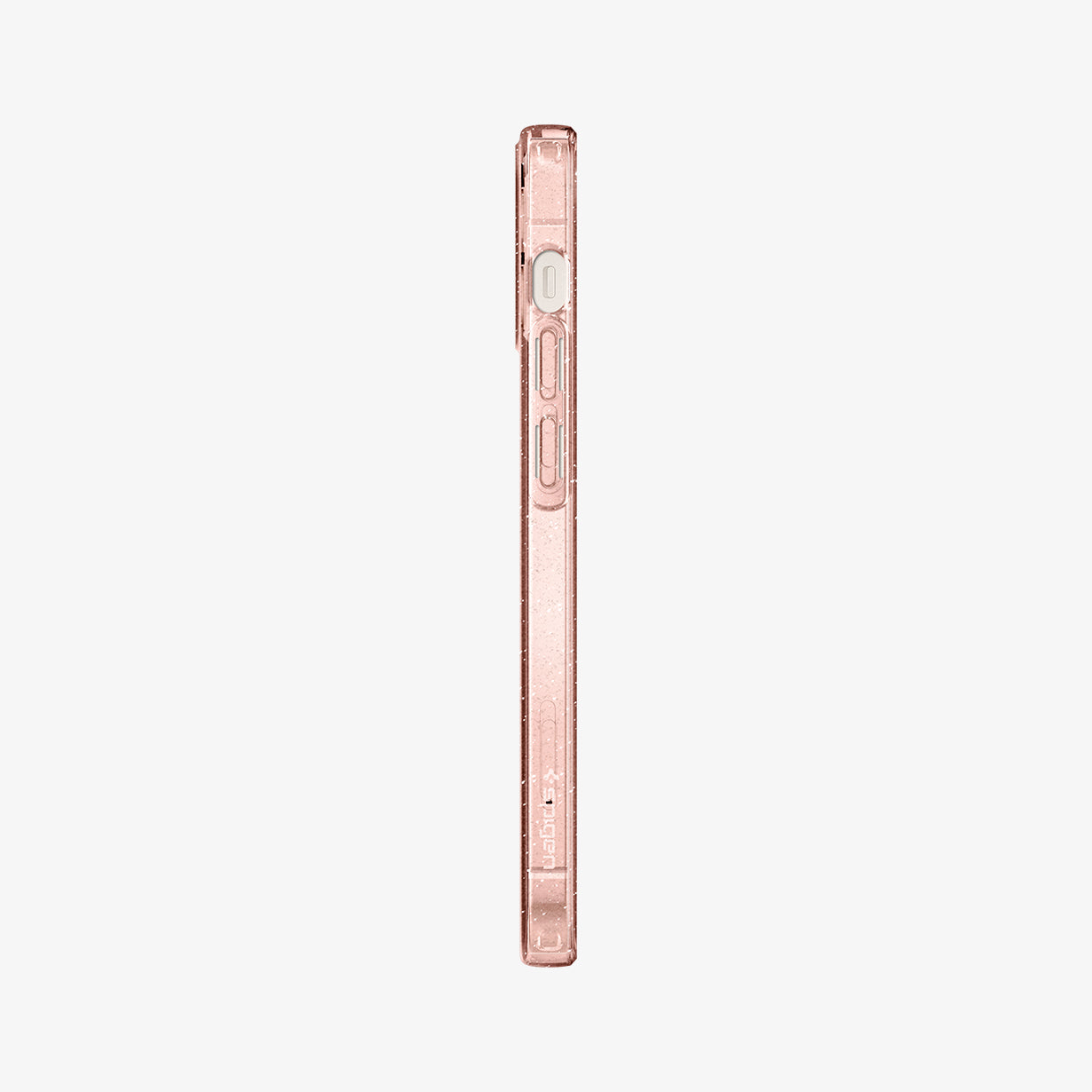 ACS01742 - iPhone 12 Mini Case Liquid Crystal Glitter in rose quartz showing the side with volume controls