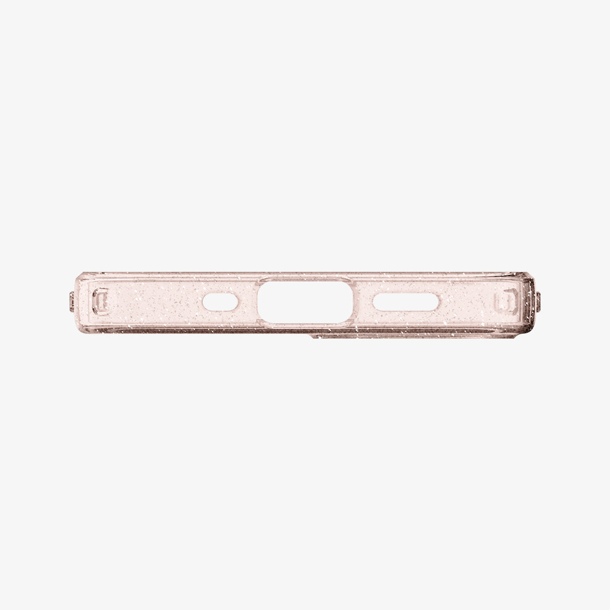 ACS01742 - iPhone 12 Mini Case Liquid Crystal Glitter in rose quartz showing the bottom with precise cutouts