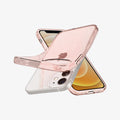 ACS01742 - iPhone 12 Mini Case Liquid Crystal Glitter in rose quartz showing the back, front and sides with case bending away from device