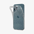 ACS01614 - iPhone 12 Pro Max Case Liquid Crystal Glitter in crystal quartz showing the back with case bending away from device