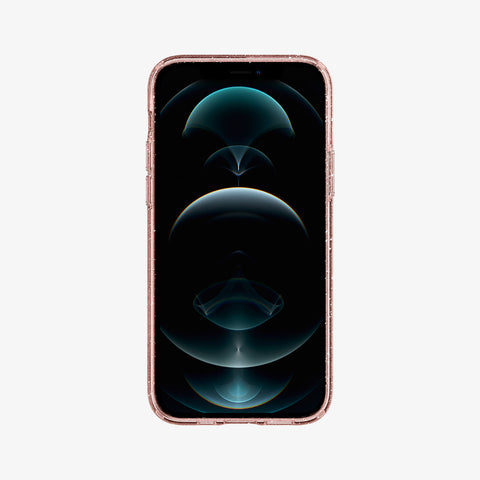 ACS01615 - iPhone 12 Pro Max Case Liquid Crystal Glitter in rose quartz showing the front