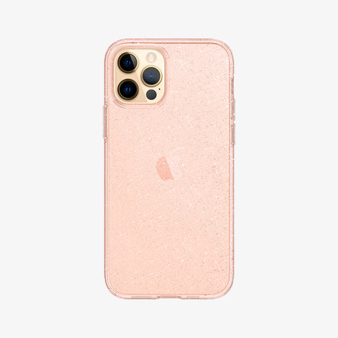 ACS01615 - iPhone 12 Pro Max Case Liquid Crystal Glitter in rose quartz showing the back