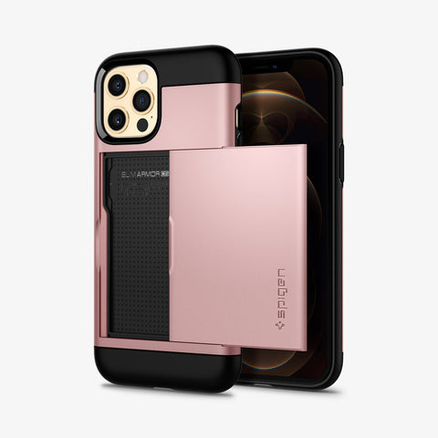 ACS01624 - iPhone 12 Pro Max Case Slim Armor CS in rose gold showing the back and front