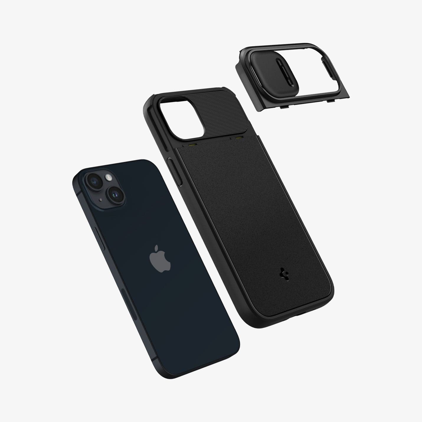 ACS05070 - iPhone 14 Case Optik Armor (MagFit) in black showing the back with optik lens layers
