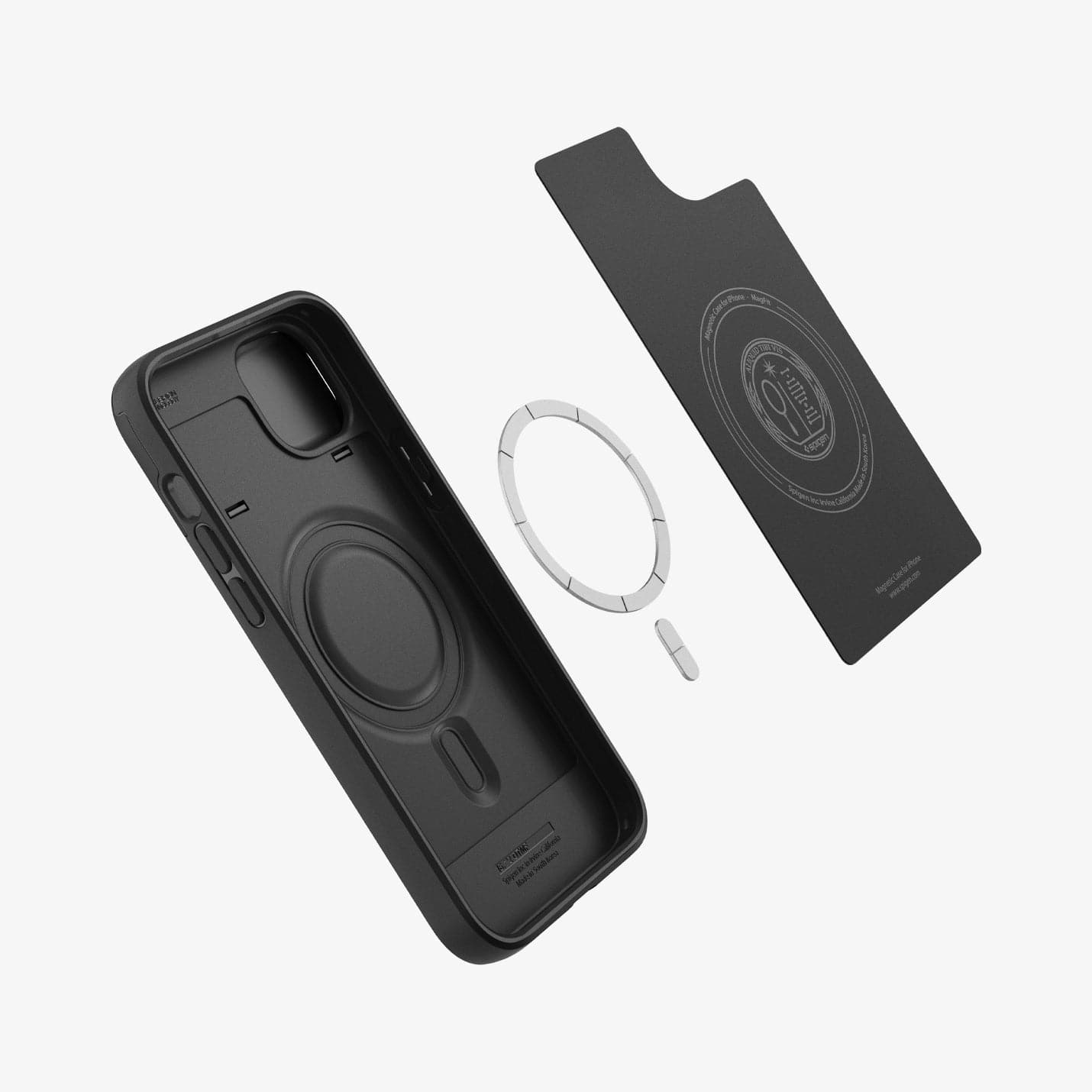 ACS05070 - iPhone 14 Case Optik Armor (MagFit) in black showing the inside with magnetic ring layers