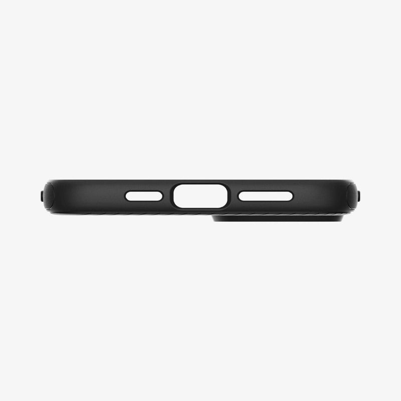 ACS04918 - iPhone 14 Plus Case Mag Armor (MagFit) in matte black showing the bottom with precise cutouts