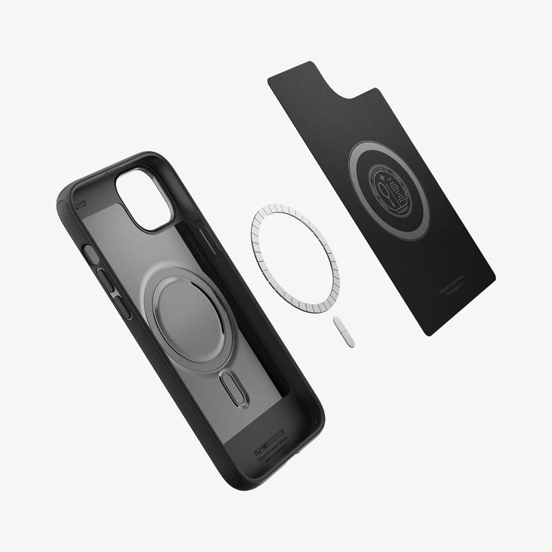 ACS04918 - iPhone 14 Plus Case Mag Armor (MagFit) in matte black showing the inside and magnetic ring layer