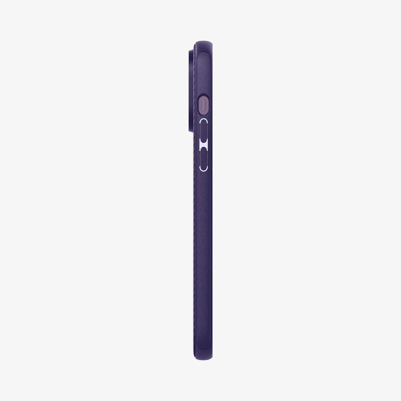 ACS05588 - iPhone 14 Pro Case Mag Armor (MagFit) in deep purple showing the side with volume controls