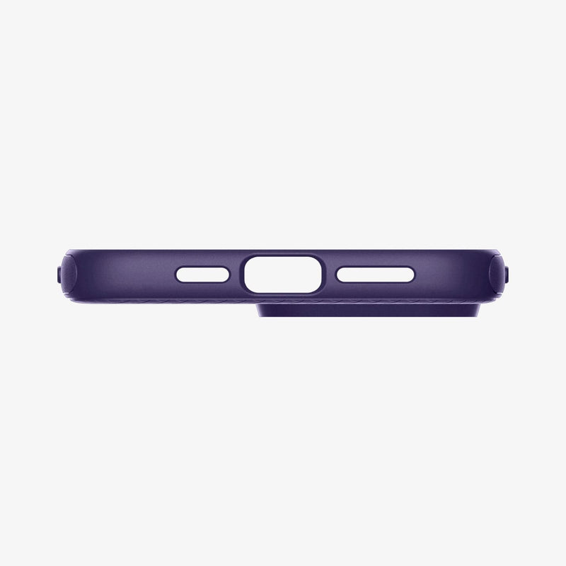 ACS05588 - iPhone 14 Pro Case Mag Armor (MagFit) in deep purple showing the bottom with precise cutouts