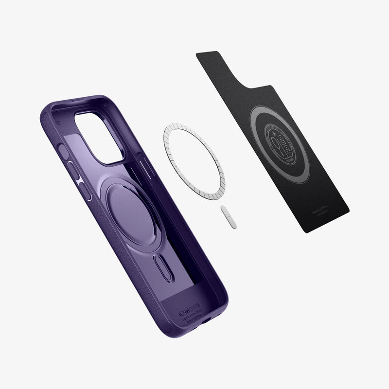 ACS05588 - iPhone 14 Pro Case Mag Armor (MagFit) in deep purple showing the inside magnetic ring layers