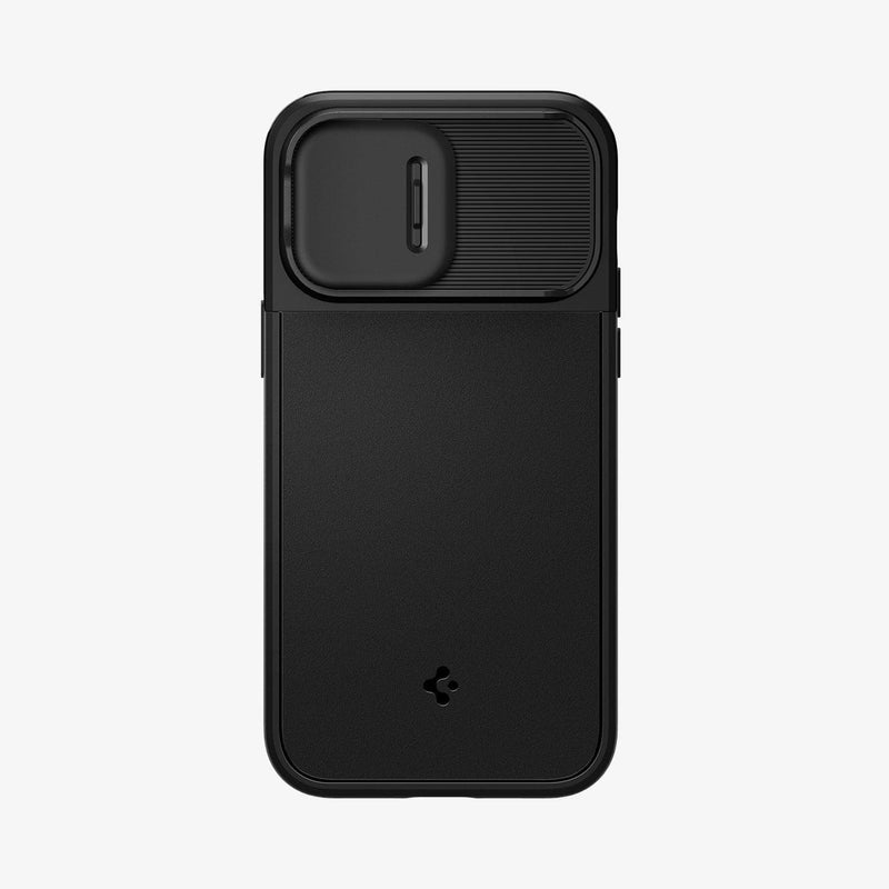 ACS04993 - iPhone 14 Pro Case Optik Armor (MagFit) in black showing the back with camera lens slot closed