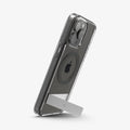ACS06584 - iPhone 15 Pro Max Case Ultra Hybrid S (MagFit) in graphite showing the back and side with device propped up by built in kickstand