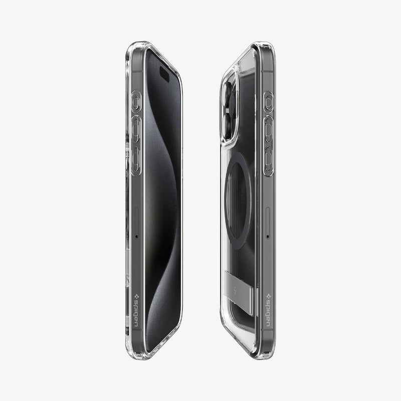 ACS06584 - iPhone 15 Pro Max Case Ultra Hybrid S (MagFit) in graphite showing the sides, partial front and back