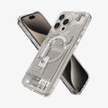 ACS07216 - iPhone 15 Pro Case Ultra Hybrid Zero One (MagFit) in Zero One Natural Titanium showing the back, partial side behind it, partial front and partial side