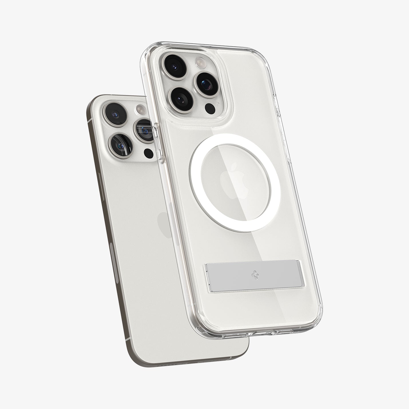 ACS06722 - iPhone 15 Pro Case Ultra Hybrid S (MagFit) in crystal clear showing the back and partial side