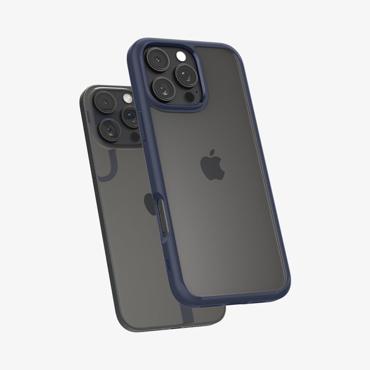 ACS07997 - iPhone 16 Pro Max Case Ultra Hybrid in Navy Blue showing the back and partial side hovering in front of another device