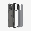 ACS08124 - iPhone 16 Pro Case Ultra Hybrid in Frost Black showing the back, detached from the frame of the case aligned with the device