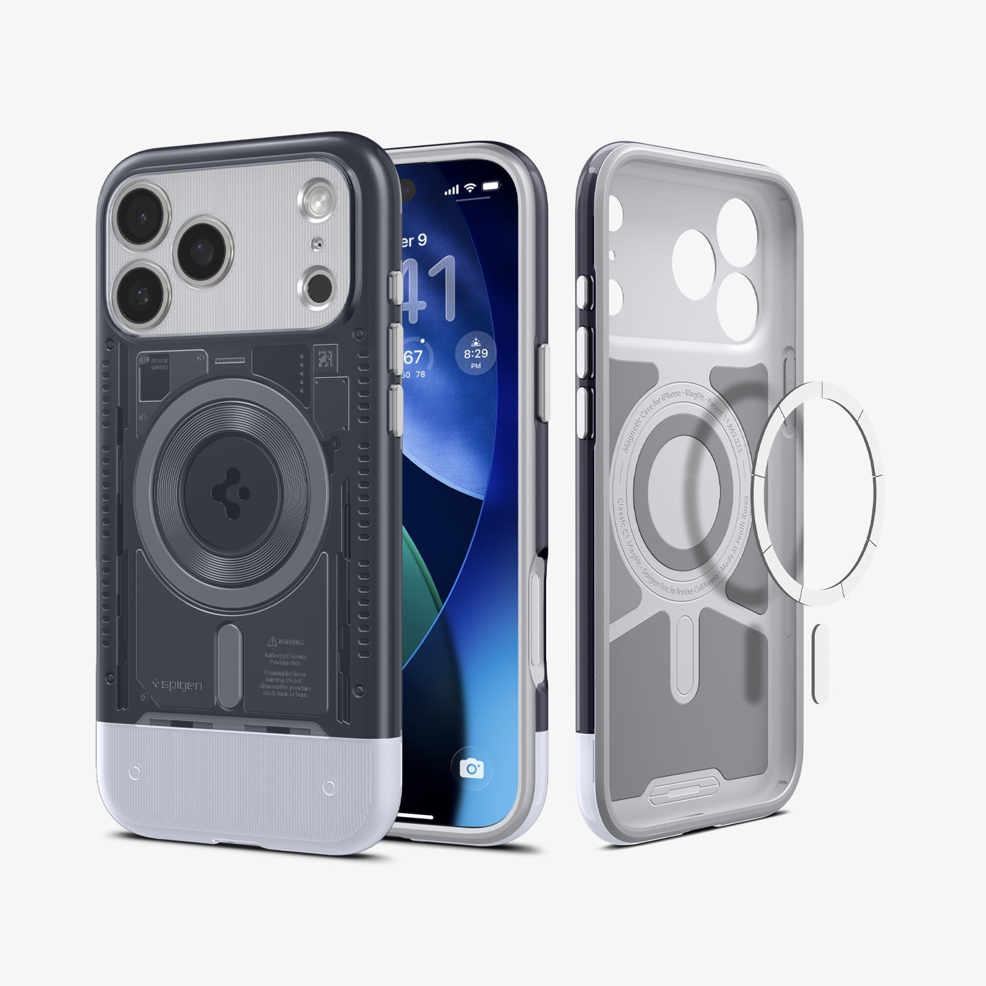 ACS09960 - iPhone 17 Pro Case Classic C1 (MagFit) in graphite showing the back and inside magnet ring layer
