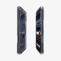 ACS10954 - iPhone 17 Pro Ultra Hybrid (MagFit) in Clear Deep Blue showing magfit magnet from back and front