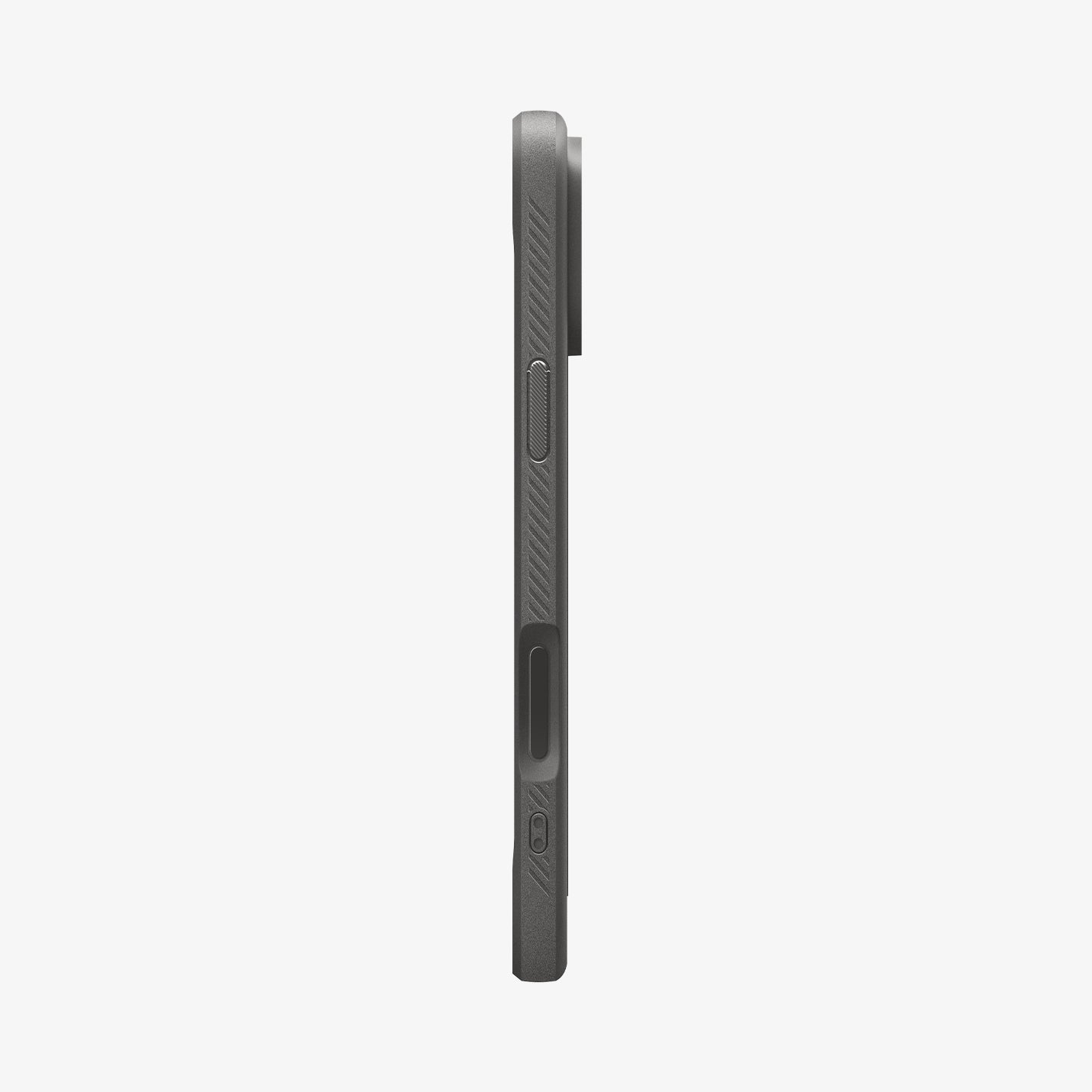 ACS09941 - iPhone 17 Pro Rugged Armor (MagFit) in Gray showing the side with volume buttons