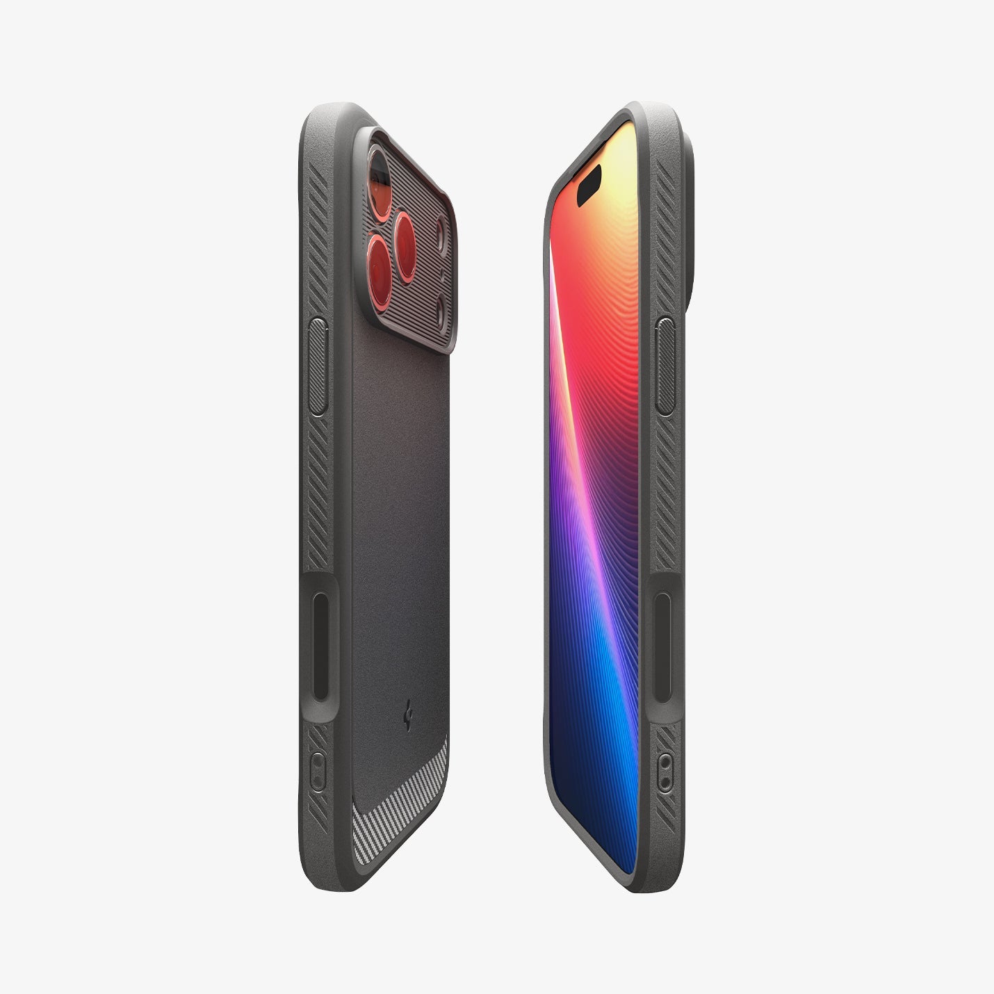 ACS09941 - iPhone 17 Pro Rugged Armor (MagFit) in Gray showing the partial back, partial front and sides