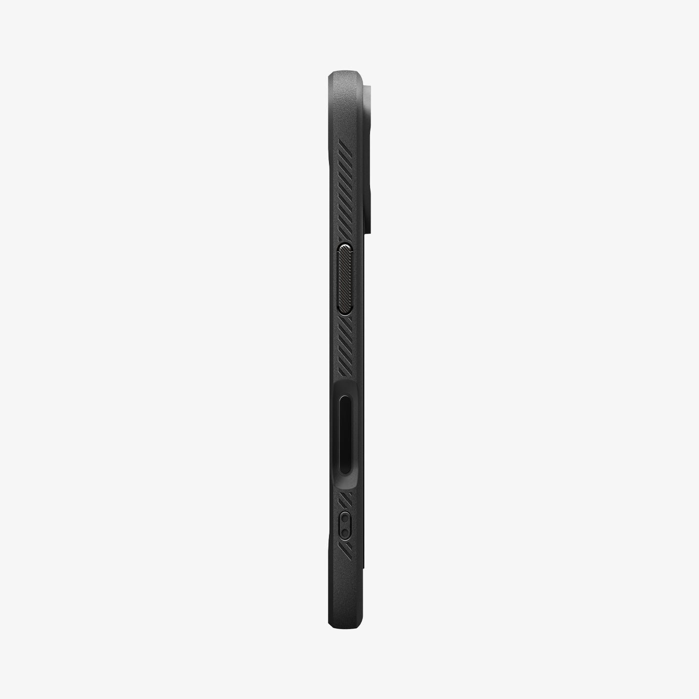 ACS09975 - iPhone 17 Rugged Armor (MagFit) in Matte Black showing the side with volume buttons