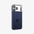 AGL10646 - iPhone 17 Pro Optik Pro XL EZ Fit Lens Protector in blue showing the back, partial side with lens screen protector with tray attached