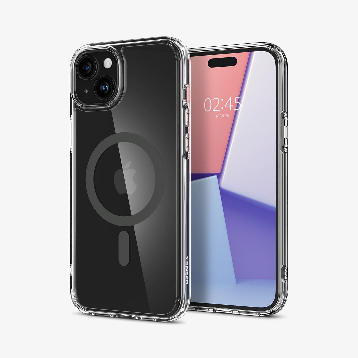 ACS06662 - iPhone 15 Plus Case Ultra Hybrid (MagFit) in graphite showing the back and front