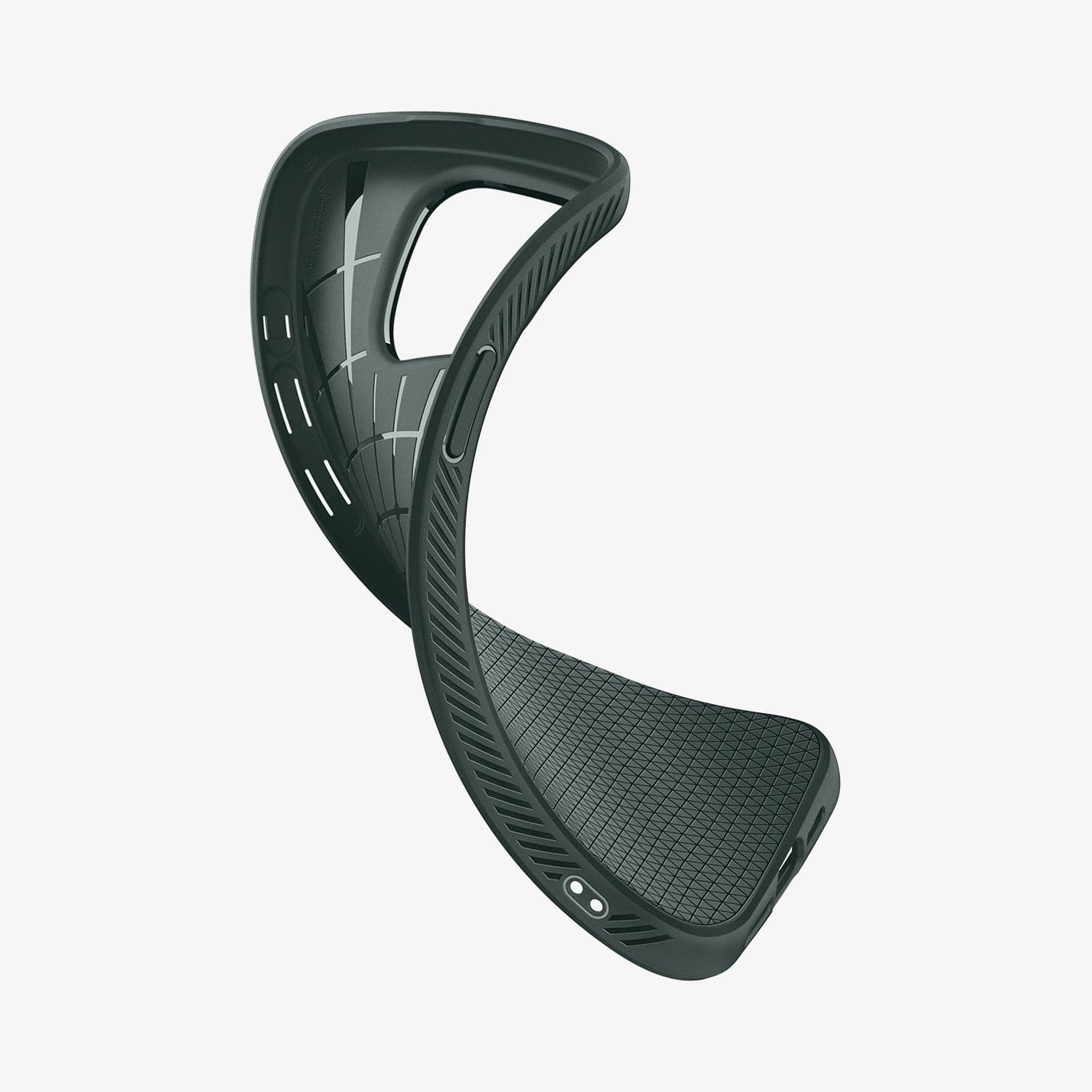 ACS06564 - iPhone 15 Pro Max Case Liquid Air in abyss green showing the case bending to show the flexibility