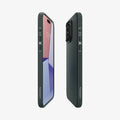 ACS06564 - iPhone 15 Pro Max Case Liquid Air in abyss green showing the sides, partial front and back