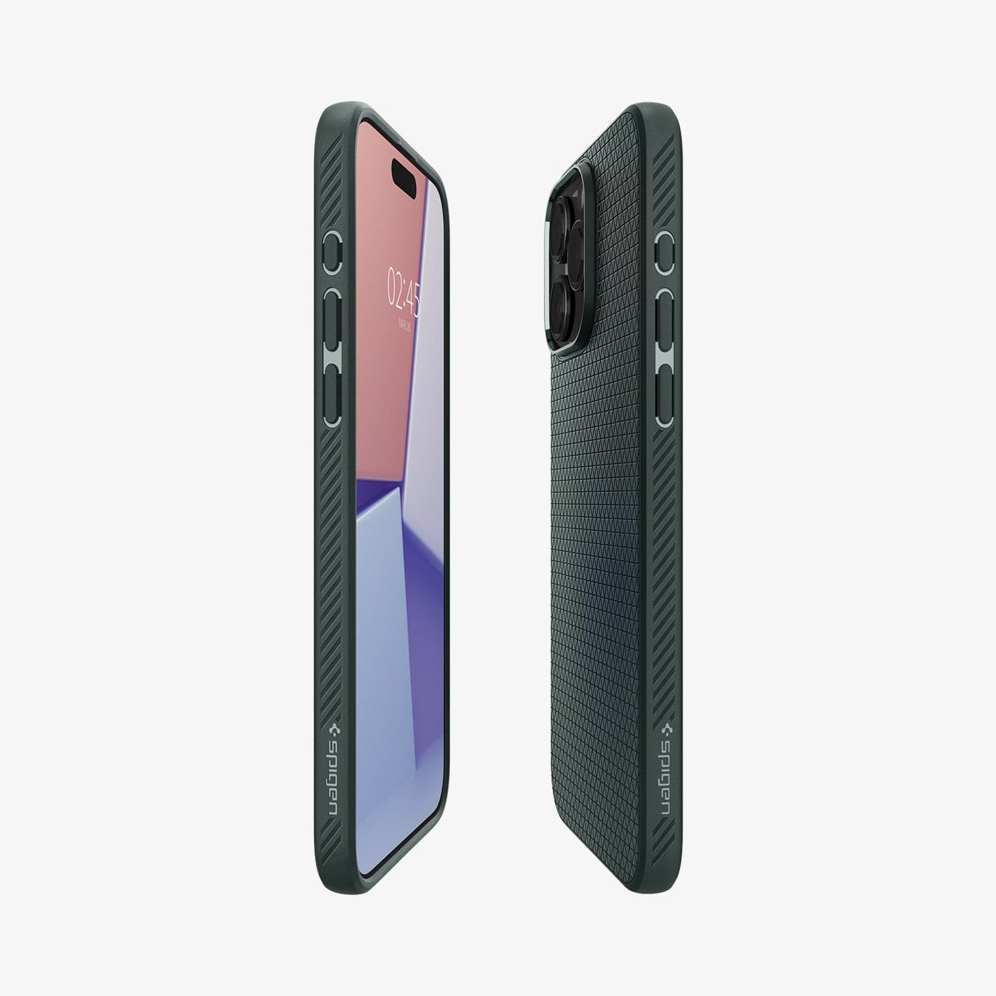 ACS06564 - iPhone 15 Pro Max Case Liquid Air in abyss green showing the sides, partial front and back