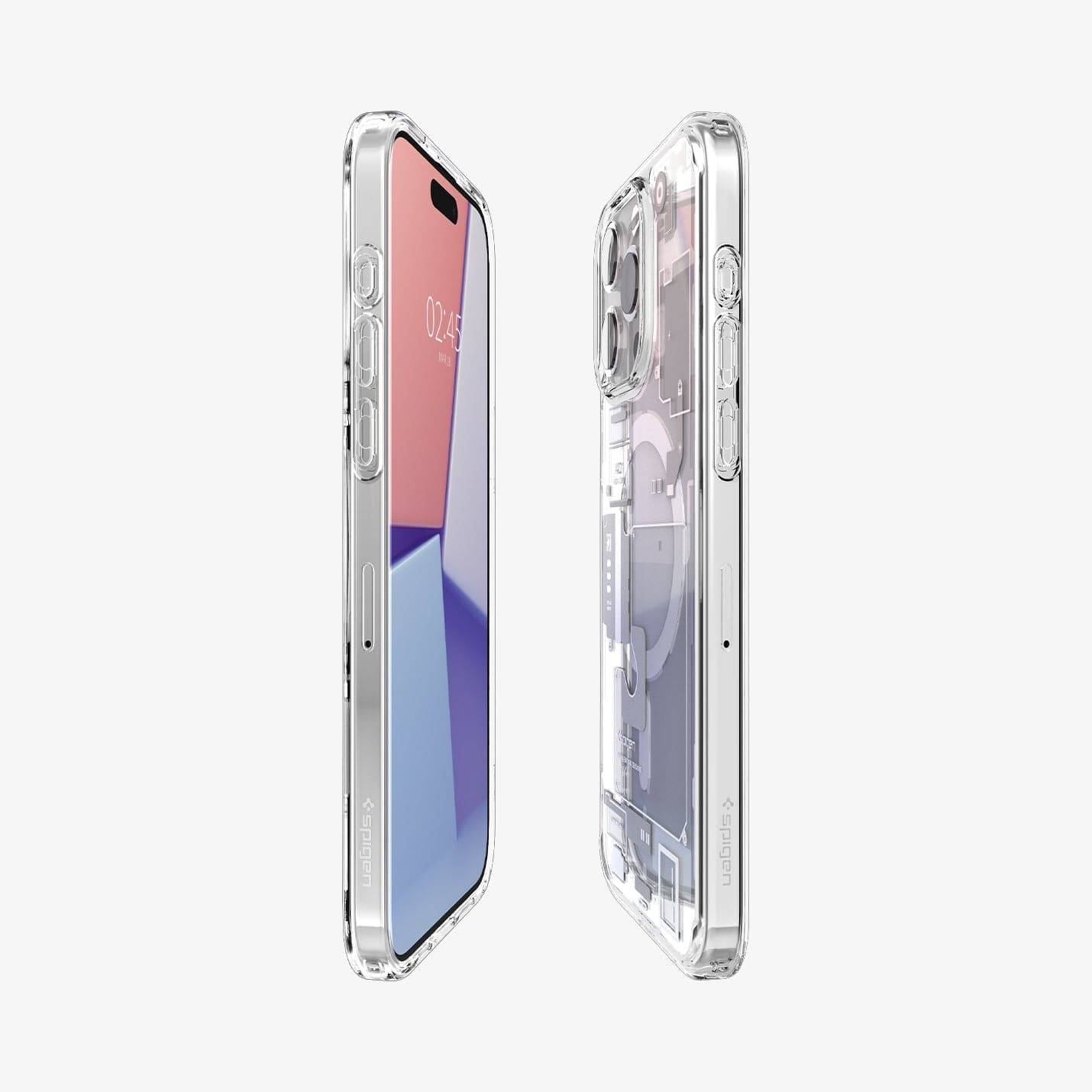 ACS07034 - iPhone 15 Pro Max Case Ultra Hybrid Zero One in white showing the sides, partial front and back