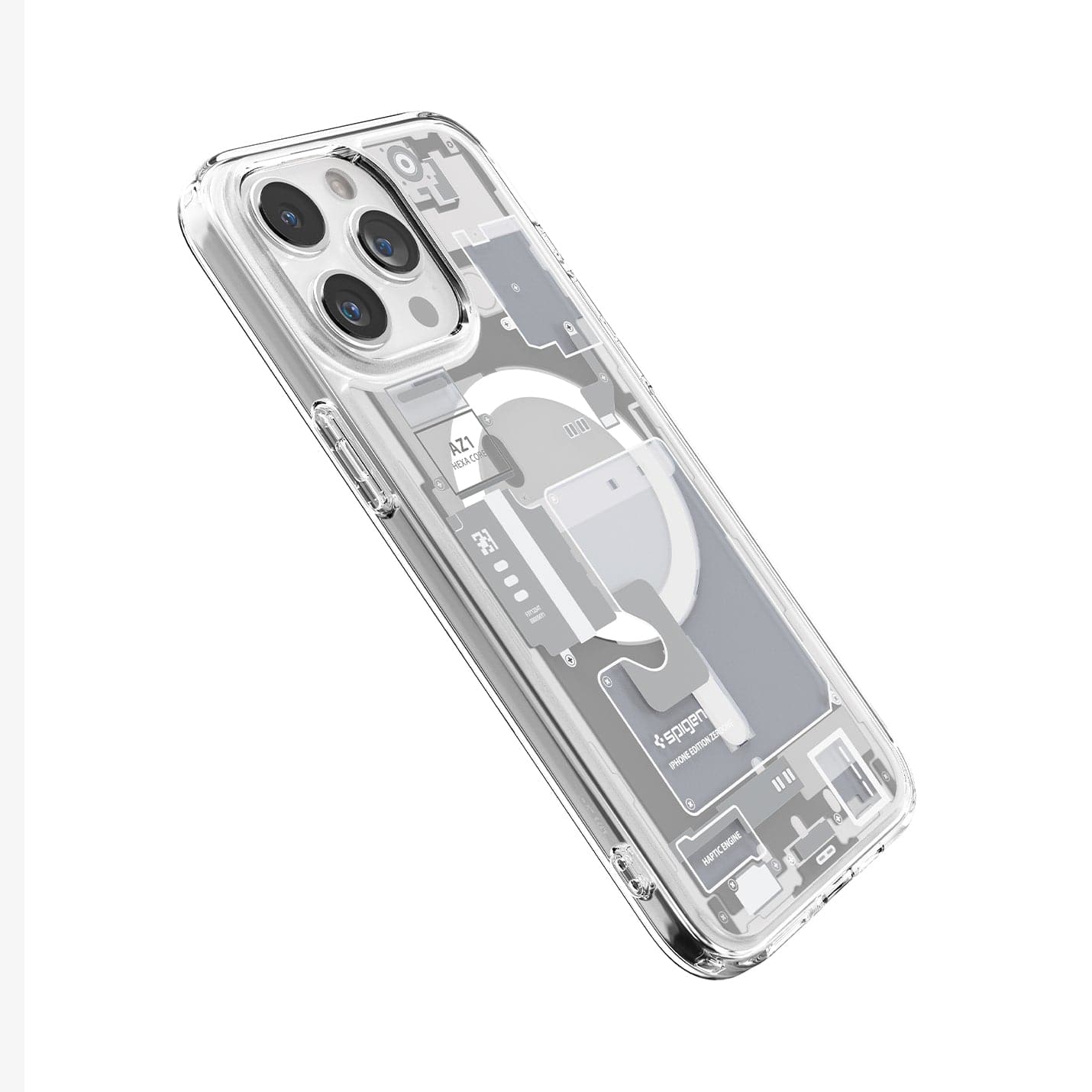 ACS07034 - iPhone 15 Pro Max Case Ultra Hybrid Zero One in white showing the back and side