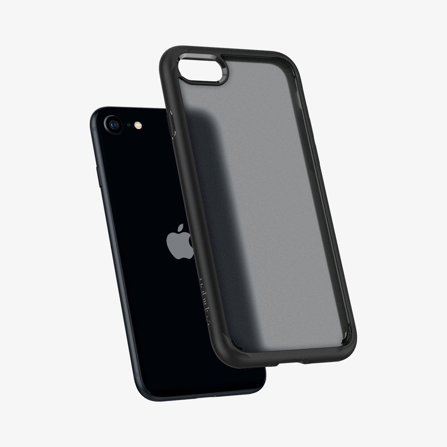 ACS04353 - iPhone 8 Series Ultra Hybrid Case in Frost Black showing the back case hovering the device