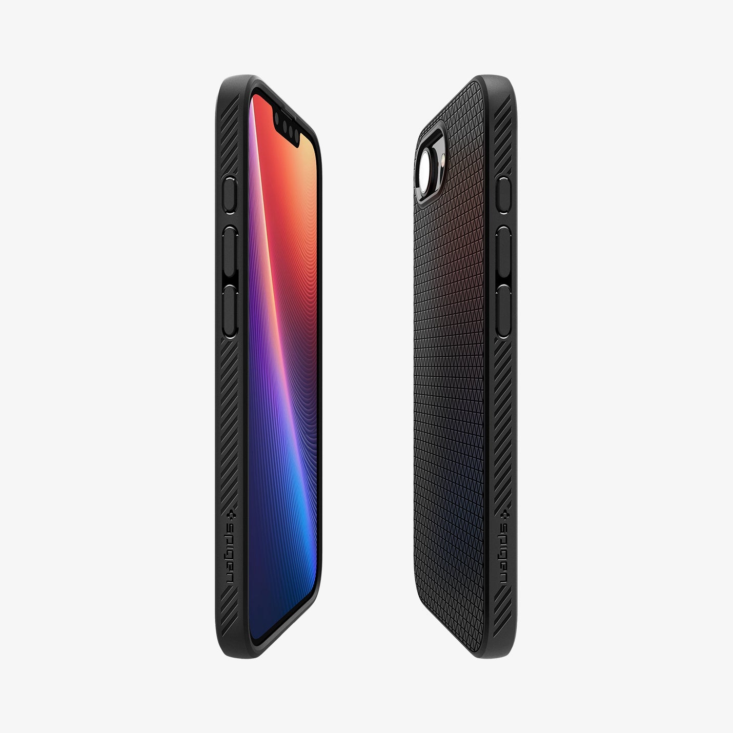 ACS09161 - iPhone 16e Case Liquid Air in Matte Black showing the partial back, partial front and sides