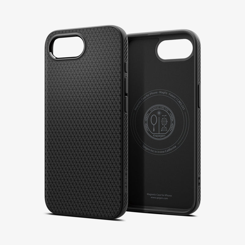 ACS09151 - iPhone 16e Case Liquid Air (MagFit) in Matte Black showing the back, inner and sides