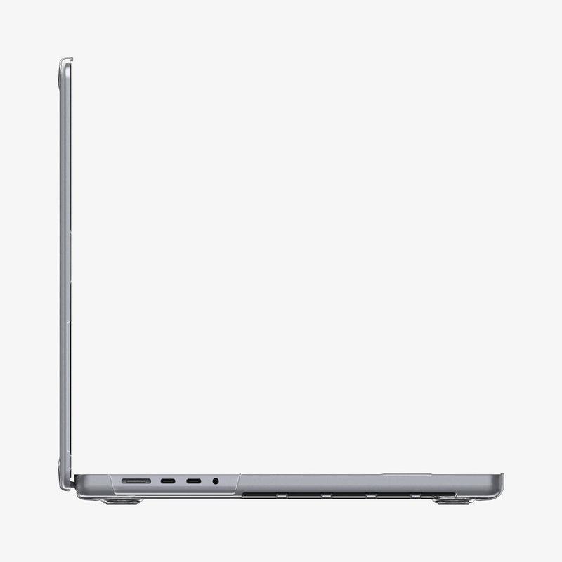 ACS04212 - MacBook Pro 14" Case Thin Fit in crystal clear showing the side with laptop open