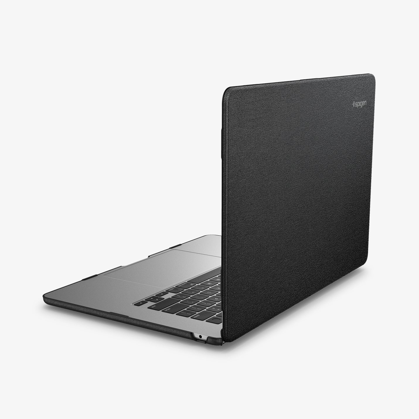 ACS06958 - MacBook Air 15-inch Case Urban Fit in Black showing the back and side and partial inner part of the device