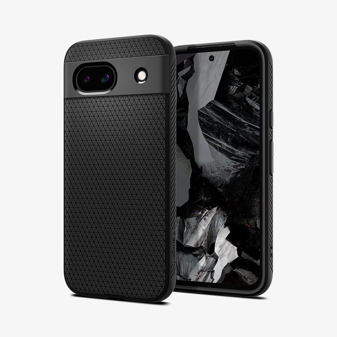 ACS07257 - Pixel 8a Case Liquid Air in Matte Black showing the back, partial front and sides