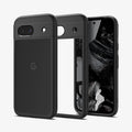 ACS07262 - Pixel 8a Case Ultra Hybrid in Matte Black showing the back, partial side, in the middle a clear case and next to it, a partial front and side