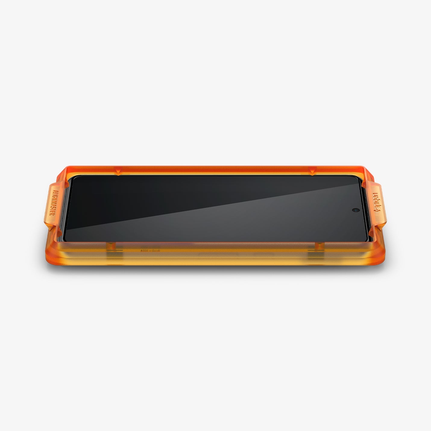 AGL06350 - Pixel 8 Alignmaster Screen Protector showing the front and side with alignment tray installed on device