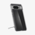 ACS06278 - Pixel 8 Case Ultra Hybrid in crystal clear showing the back and partial side