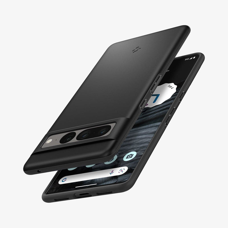 ACS04733 - Pixel 7 Pro Case Thin Fit in black showing the sides, back and front