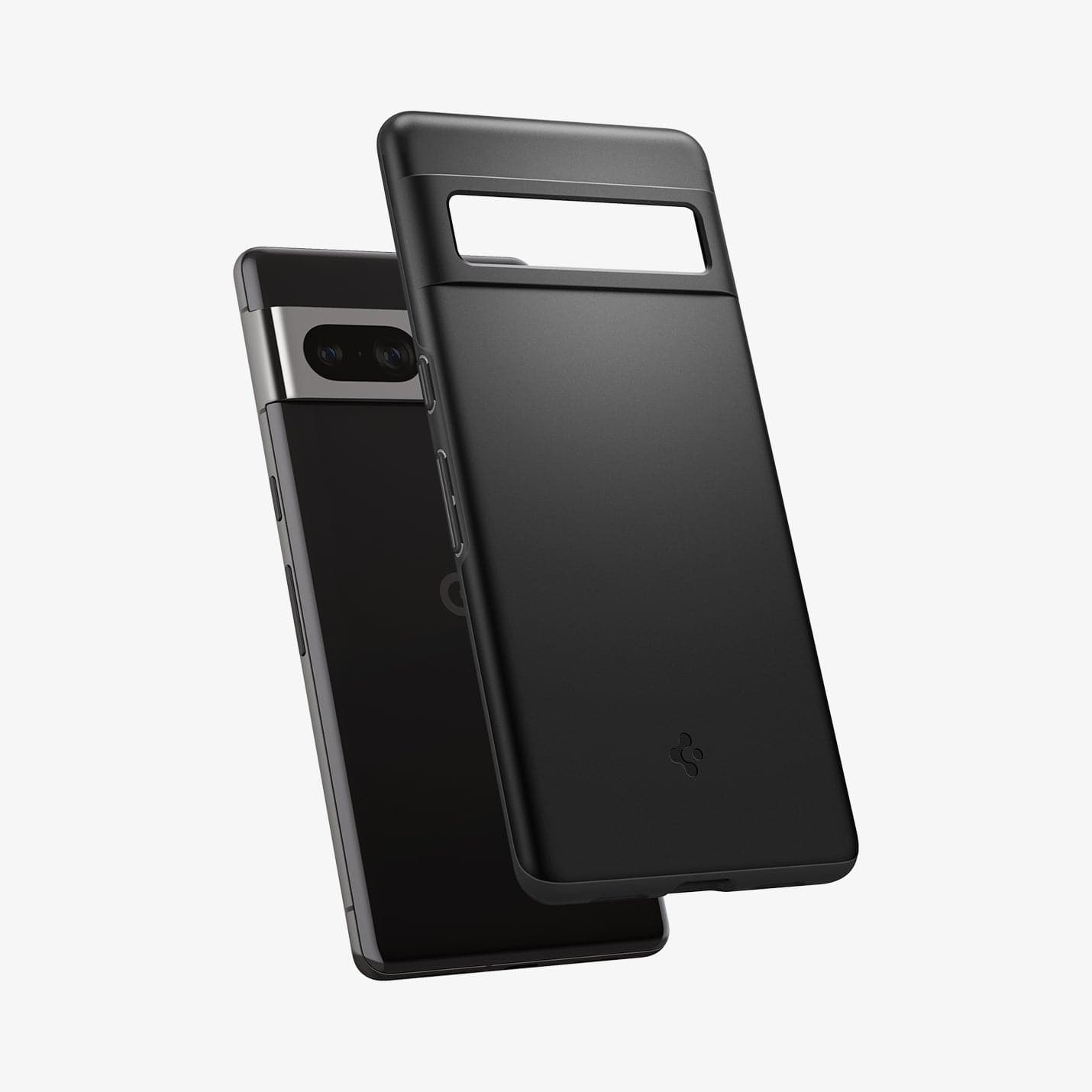 ACS04733 - Pixel 7 Pro Case Thin Fit in black showing the back with case hovering away from device