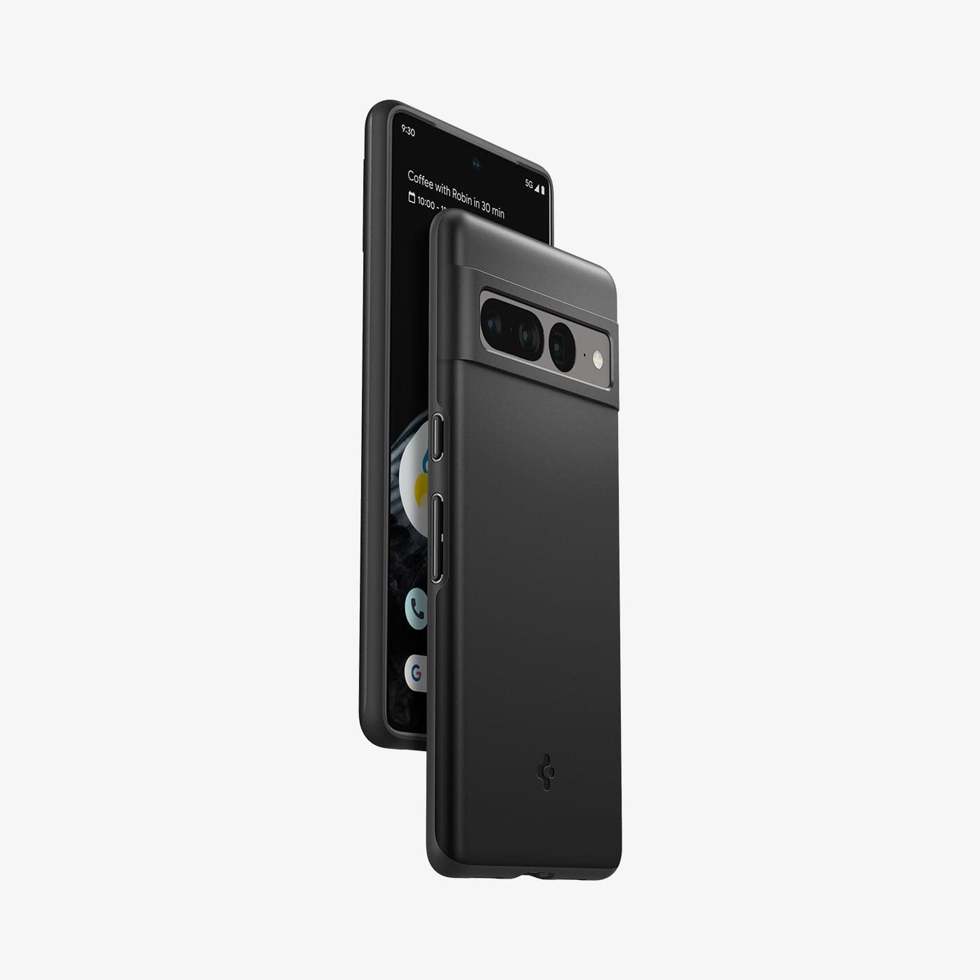 ACS04733 - Pixel 7 Pro Case Thin Fit in black showing the sides, back and partial front